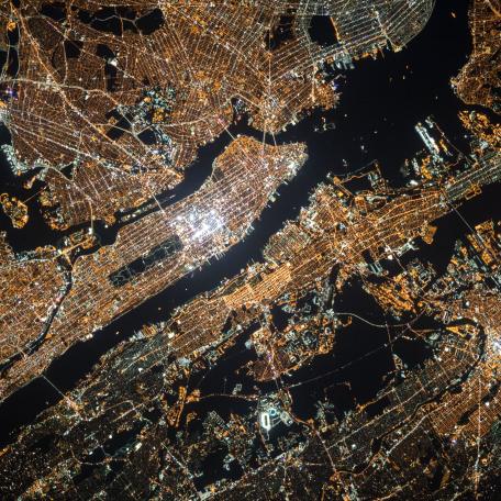 Satellite view of Manhattan, New York City