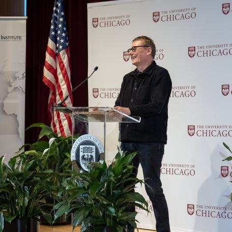 Pearson Institute Director James A. Robinson at Nobel press conference. 